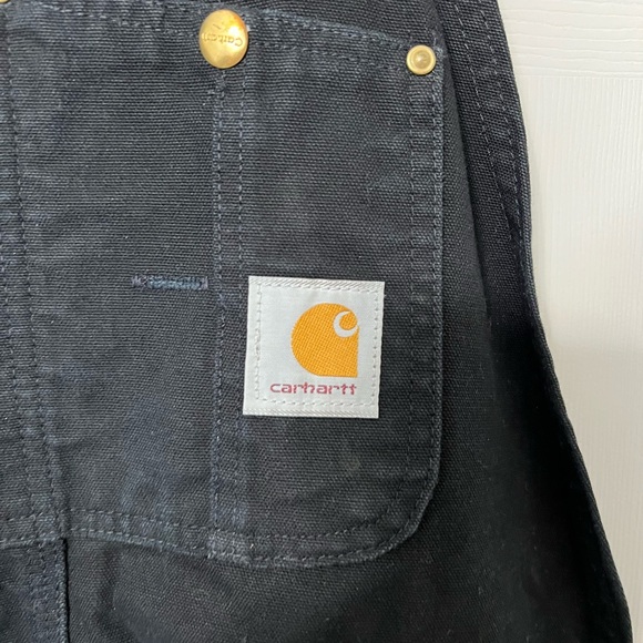 Carhartt Men's Overalls Romper Jumpsuit Bib Pants Black Canvas Jeans - Picture 10 of 16